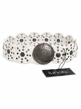 Luna B White Western Concho Belt